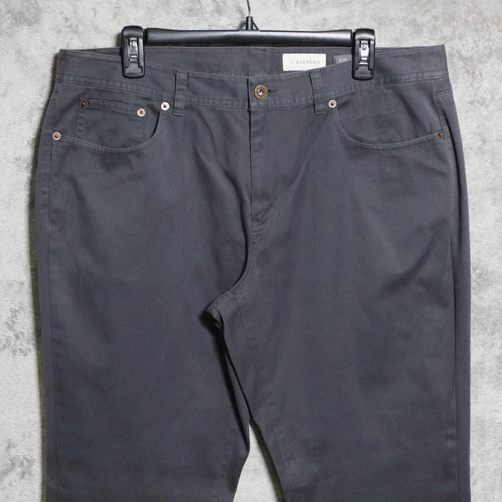 J. Hilburn Pants Mens 36x34 Gray Chino 5-Pocket Cotton Straight Fit Preppy